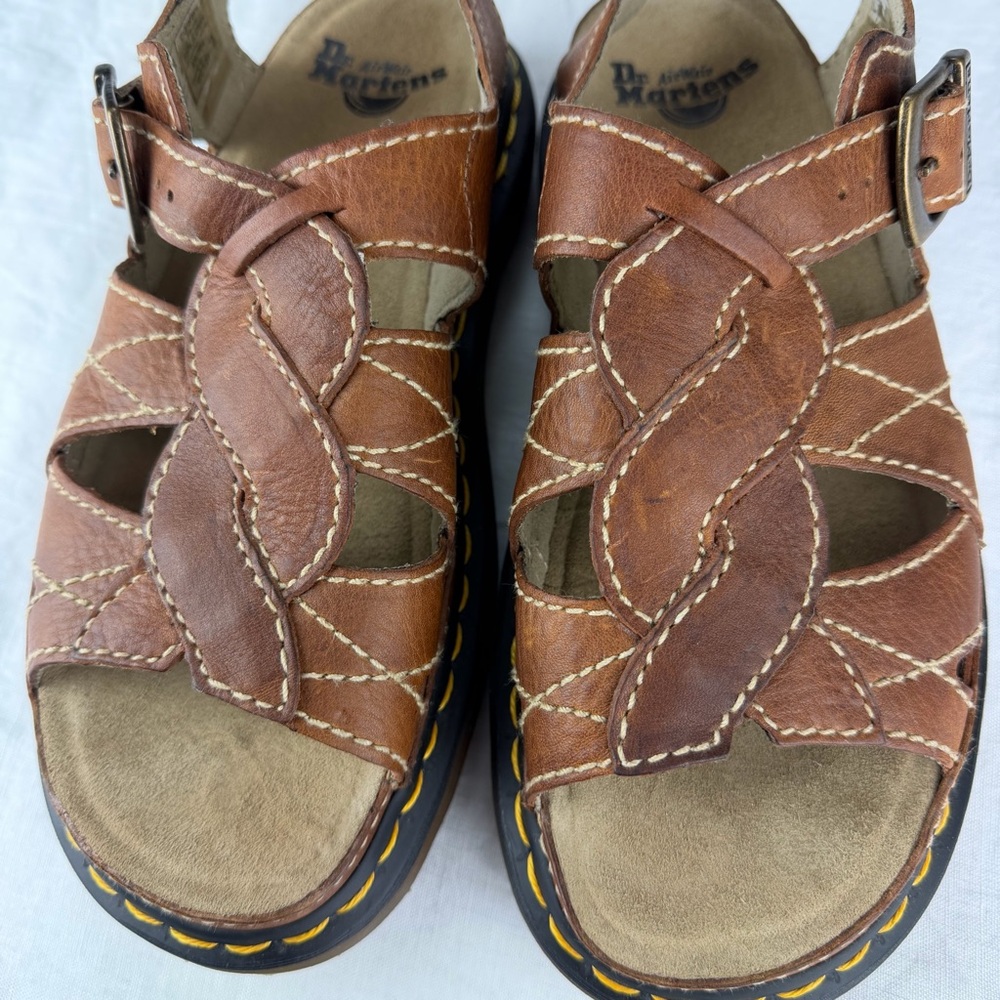 Dr Martens Vintage Y2K Chunky Sandals Women 11Brown Leather Slingback 5A85 EU 43 - Picture 10 of 16